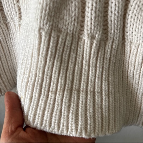 Banana republic cable knit turtleneck cream sweater fisherman size M - Picture 3 of 7
